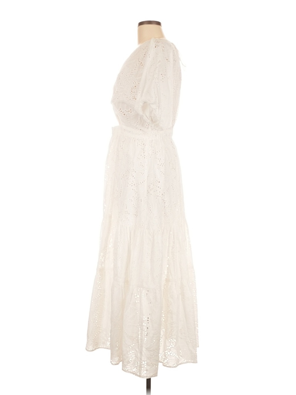 Zara Medium White Eyelet Cutout Midi Dress Boho Cottagecore NWT - Picture 5 of 7
